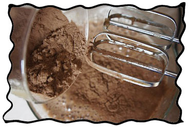 Mixing cocoa and eggs